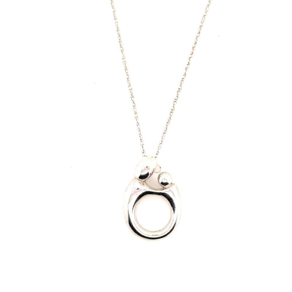 Kabana 14k White Gold Mother and Child Pendant Necklace 18 Inch Chain 3g